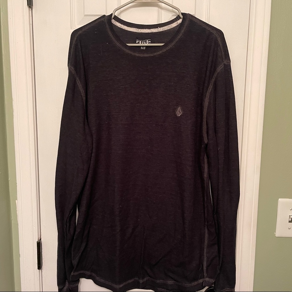 Black Mens Volcom Waffle Shirt | Size XL